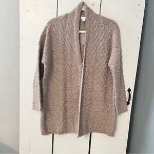 J. Jill Open or Wrap Cardigan Coat Mocha Small P Cotton Blended Alpaca